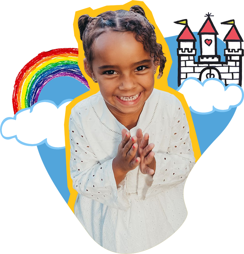 castle-kid little girl clapping hands smiling at camera