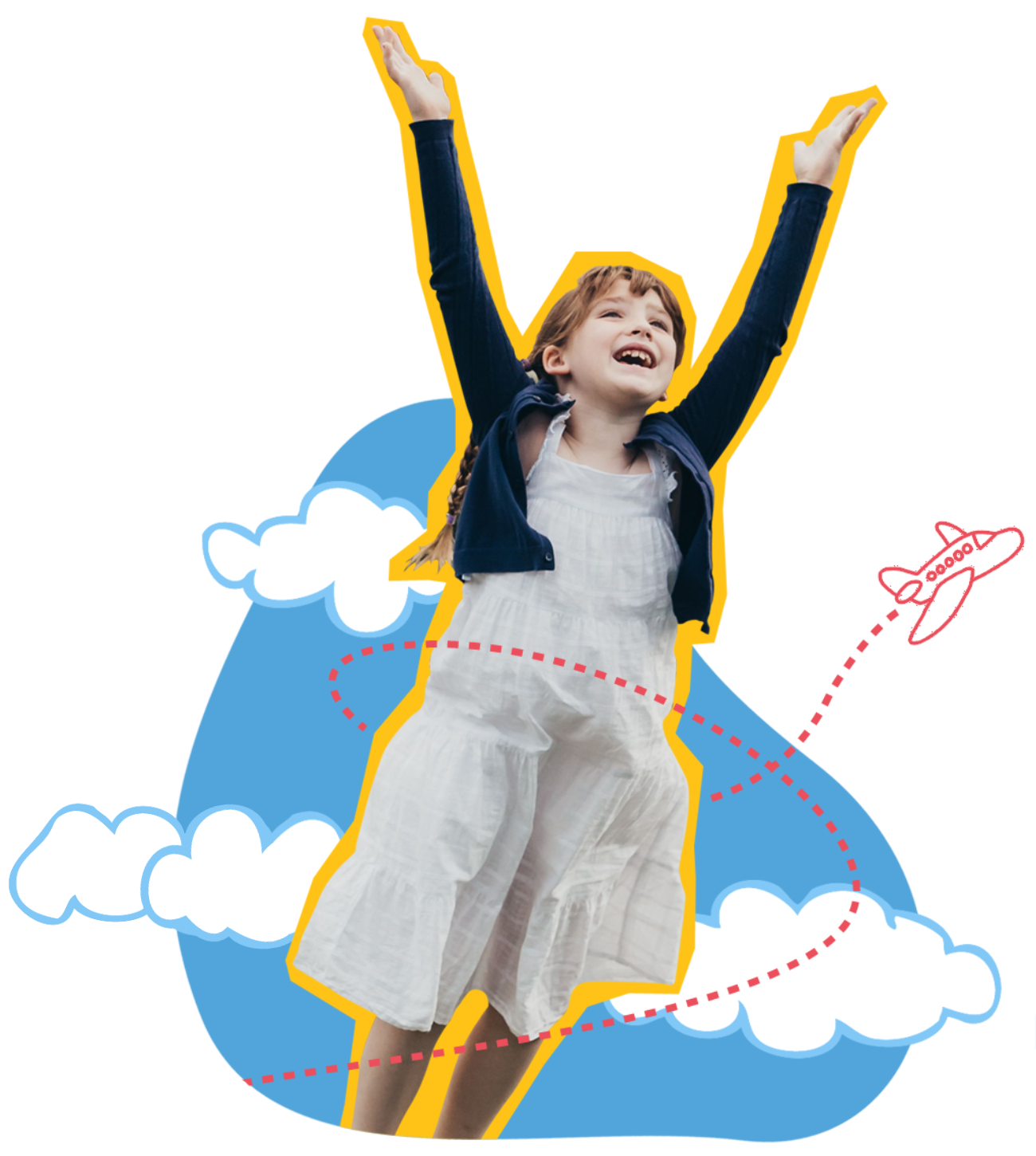 girl with hands in the air in clouds graphic-3 girl with hands in the air in clouds graphic