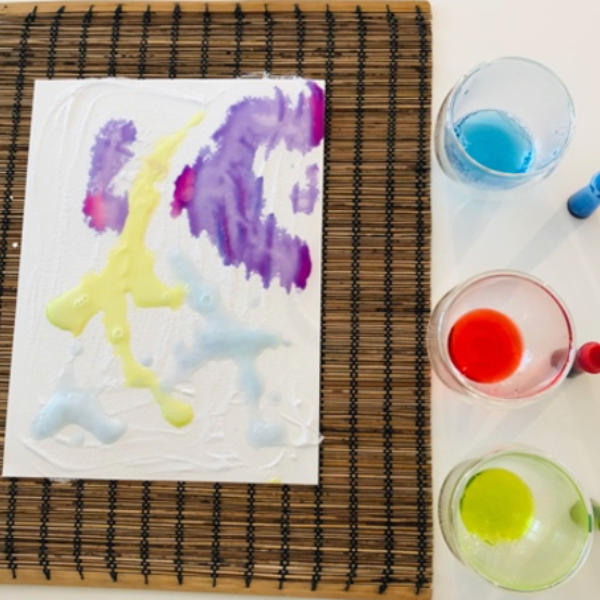 fizzy1 A painting using baking soda and vinegar to create a chemical reaction art piece.