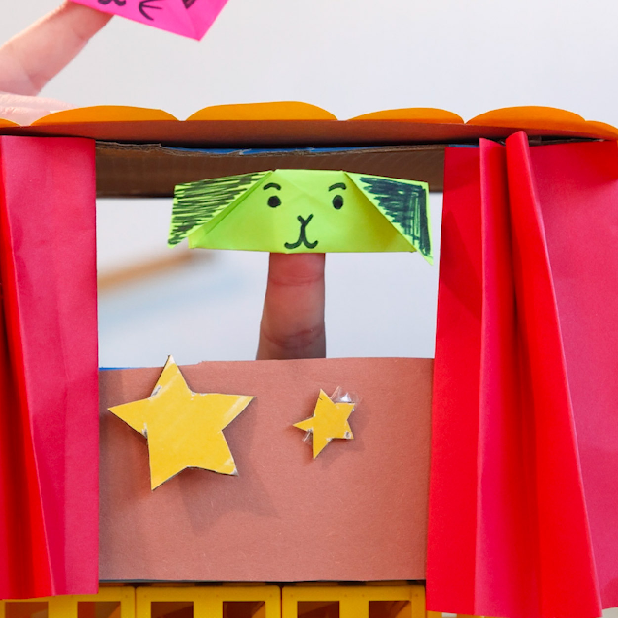 Finished origami finger puppet