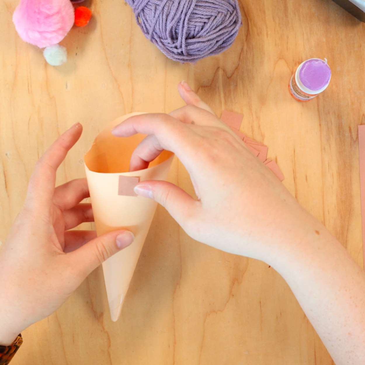 Add dark brown squares to your cone