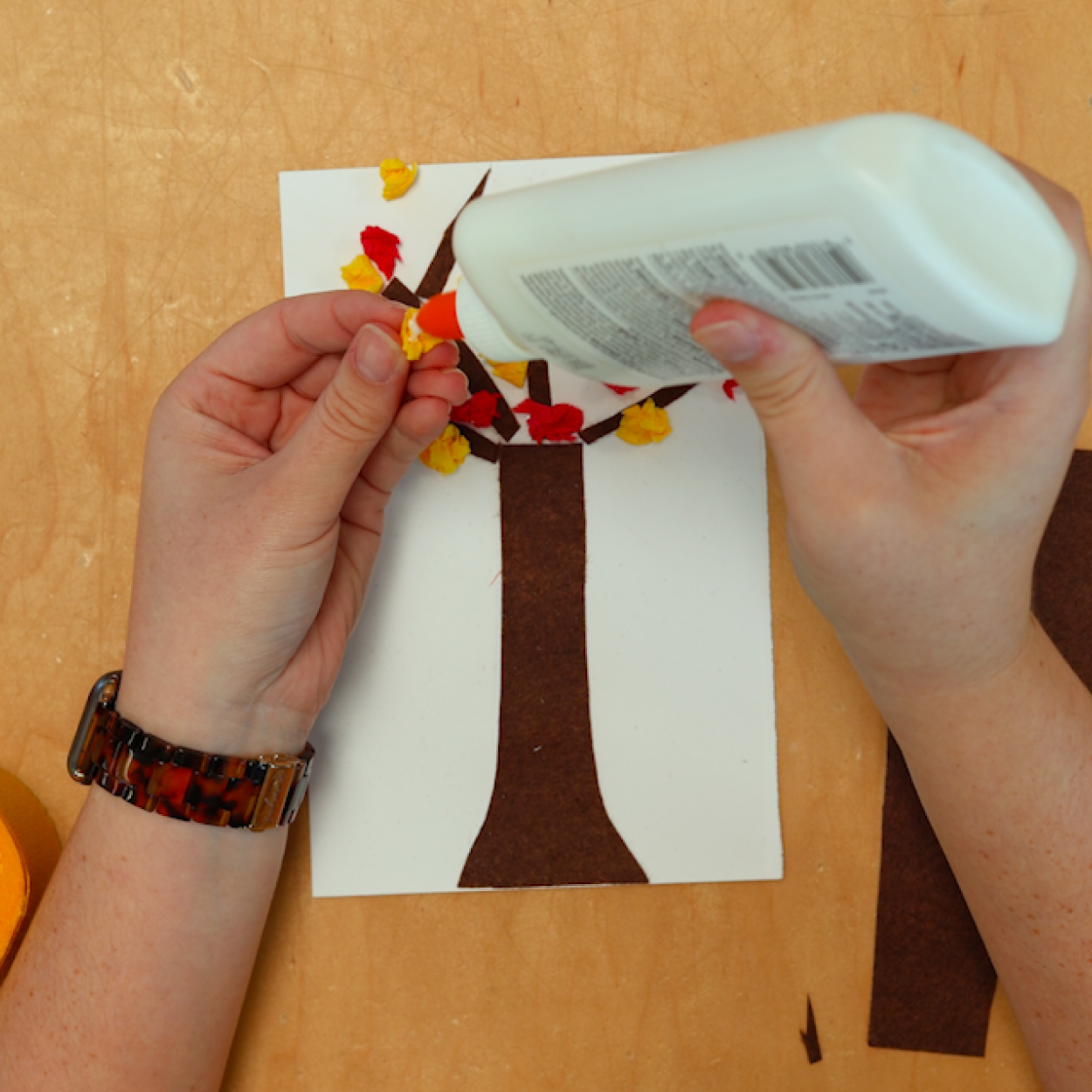 Glue crumpled tissue paper