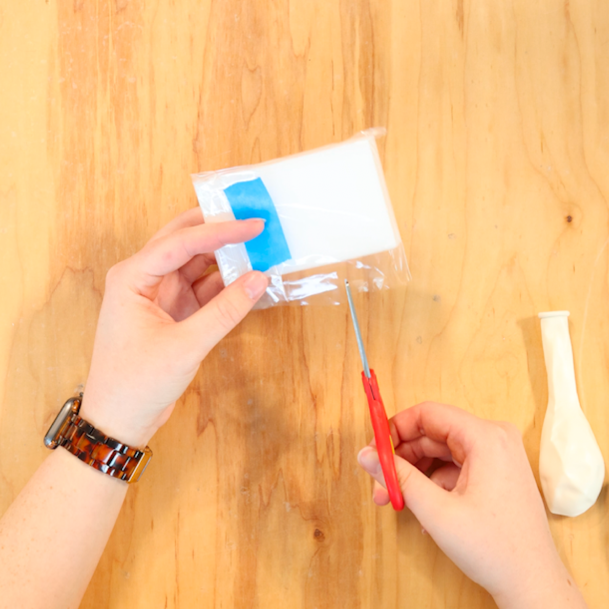 Cut small opening in bag