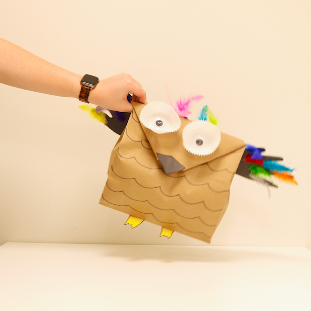 owl puppet Step-21 owl puppet craft
