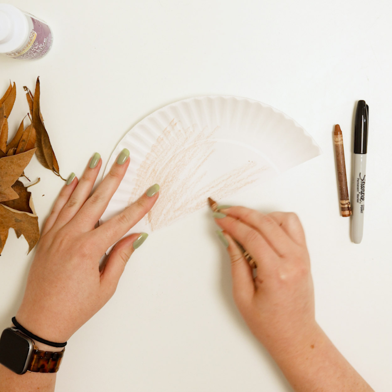 Color the half plate brown